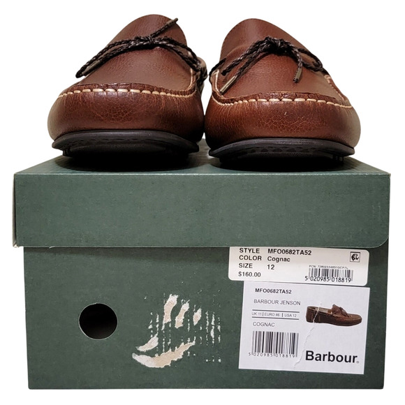 Barbour Men Moc Toe Slip On Driving Loafers Jenson Size US 12 UK 11 Cognac Brown - Picture 6 of 6